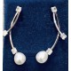 PENDIENTES ORO BLANCO LEY LARGOS PERLA  Y CIRCONITAS