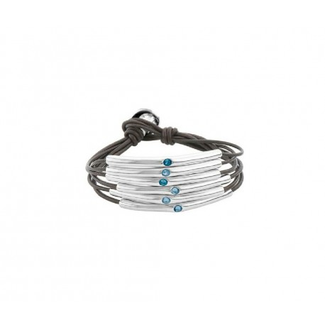 PULSERA UNOde50 HAPPY BLUE METAL PLATEADO Y CRISTAL SWAROVSKI